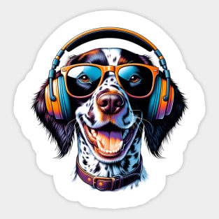 Small Munsterlander Pointer Smiling DJ with Headphones and Sunglasses Sticker